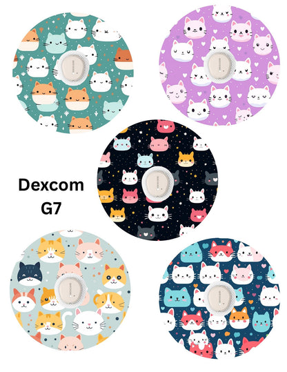 Cat Face Dexcom G7 CGM Patches, Style Pack