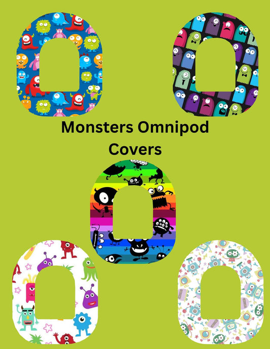 Monster Theme Omnipod Covers, Style Pack of 5