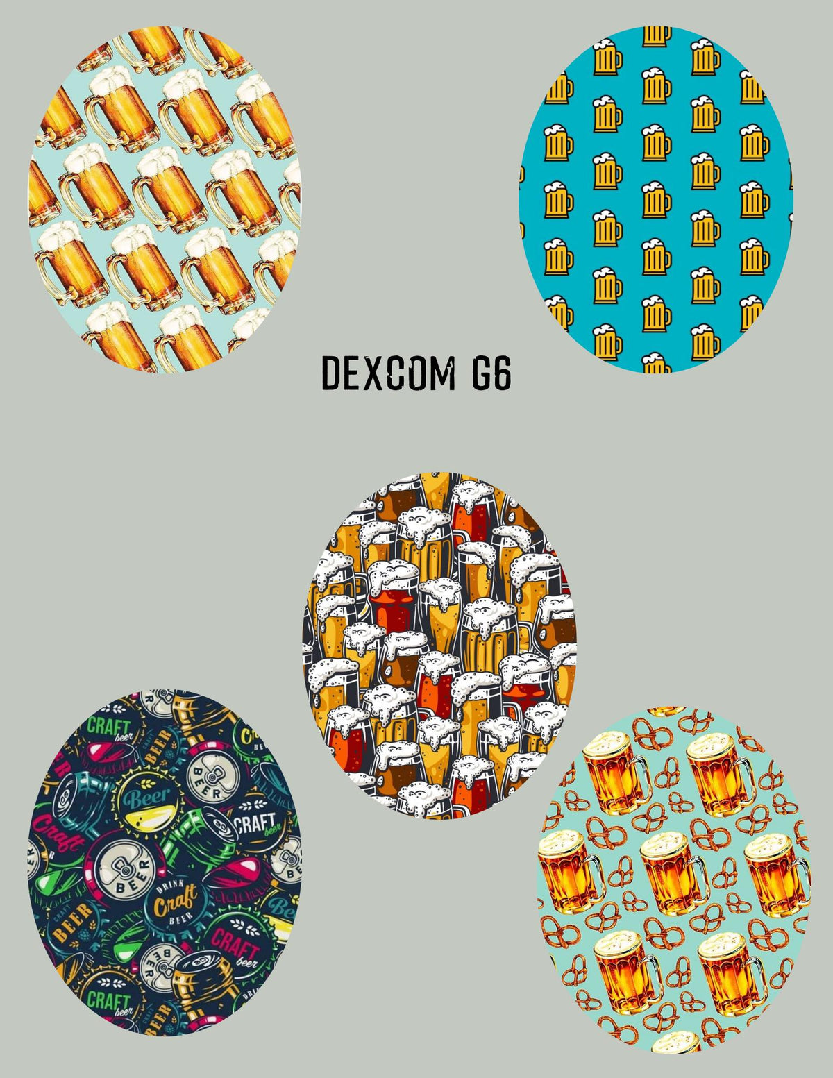 Beer Style CGM Sensor Cover Patch, Dexcom G7 G6 Libre, 5-Pack