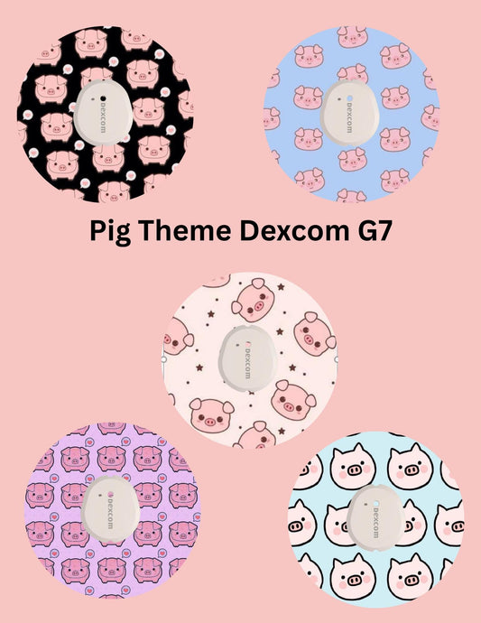 Dexcom G7, G6 Libre 3 Libre 2 CGM Omnipod Cover Patches Cute Pig Themed Pack of 5 With or Without opening