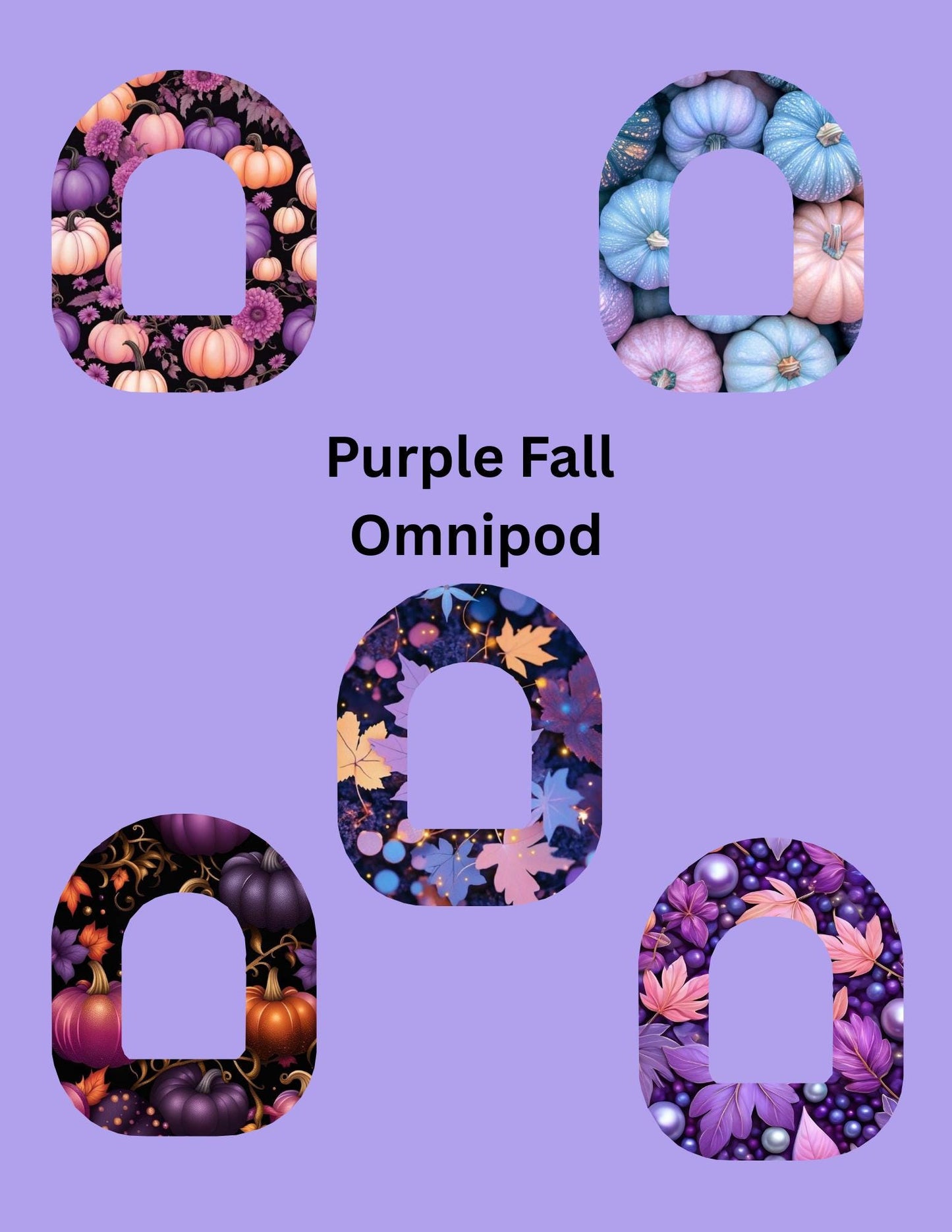 Purple Fall CGM Stickers, Dexcom G7 G6 Libre 3 2, 5-Pack