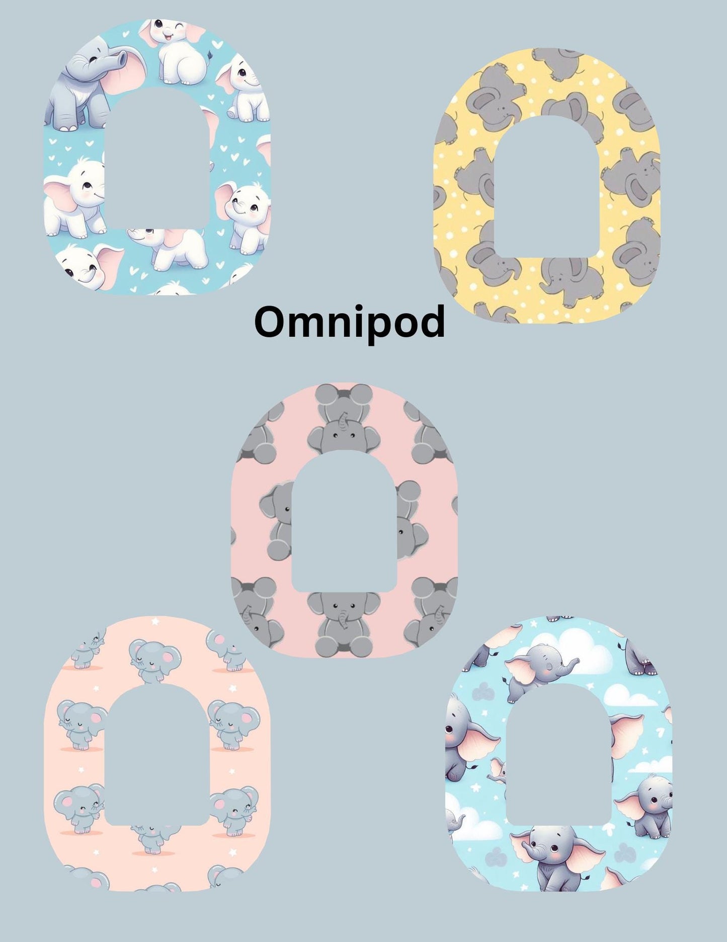 Elephant Dexcom G7, G6, Libre CGM Omnipod Cover Patches, Pack of 5