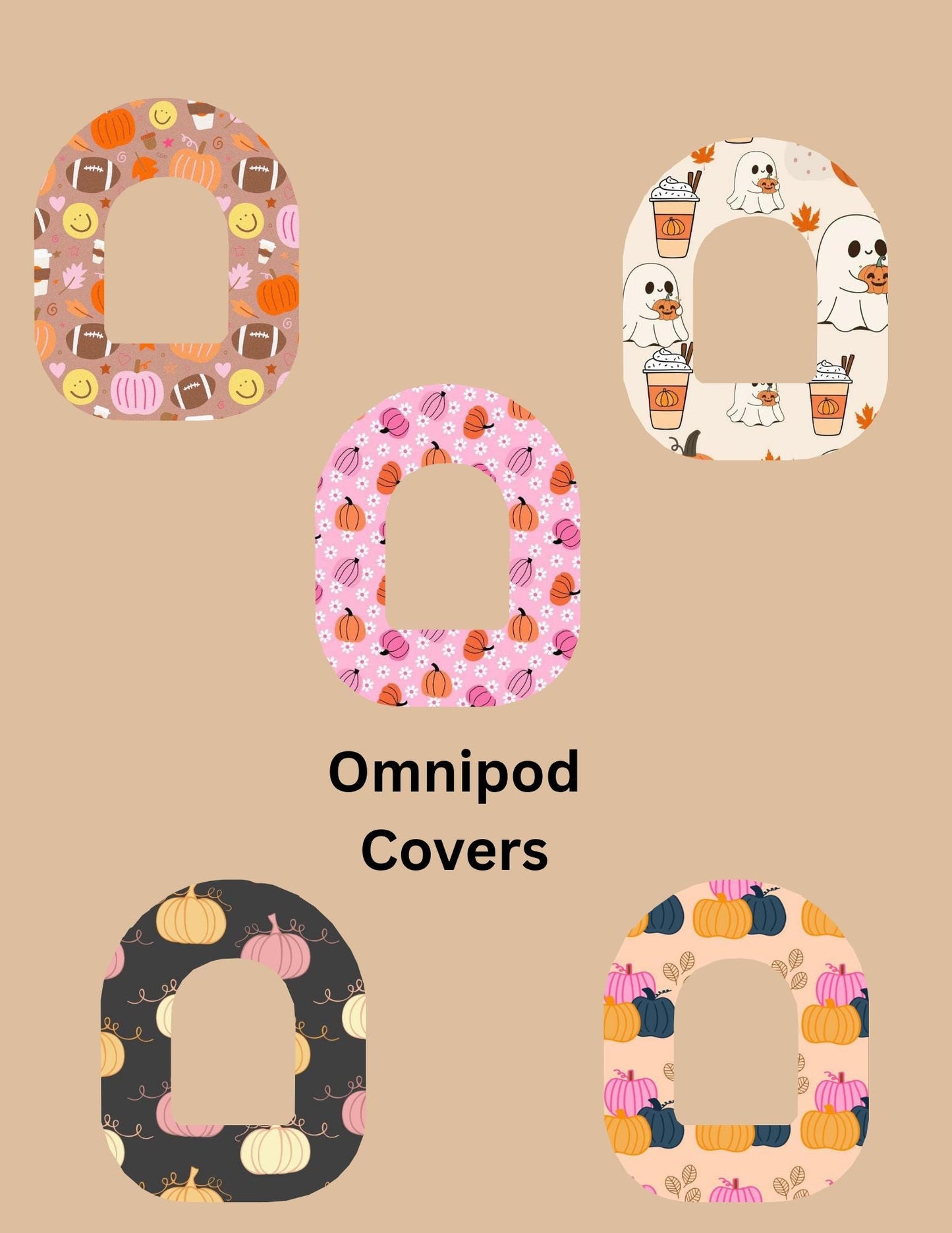 Omnipod Cover Pumpkin Theme Style Pack of 5