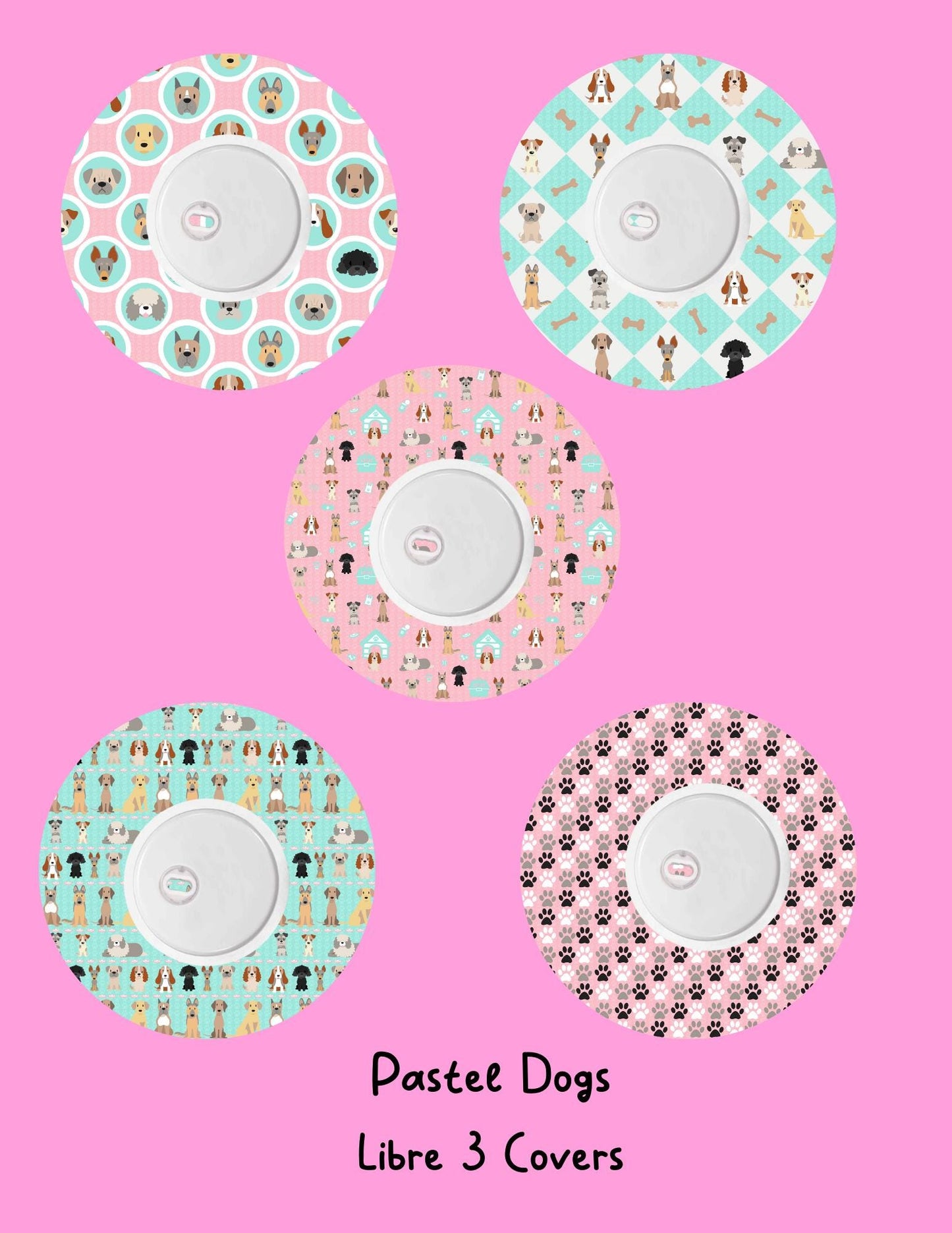 Dog Print CGM Stickers, Dexcom G7 G6, Libre 3 2, Pastel Puppy