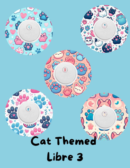 Cat Theme CGM SuperSkin Cover Patches, Dexcom G7, G6, Libre (Pack of 5)