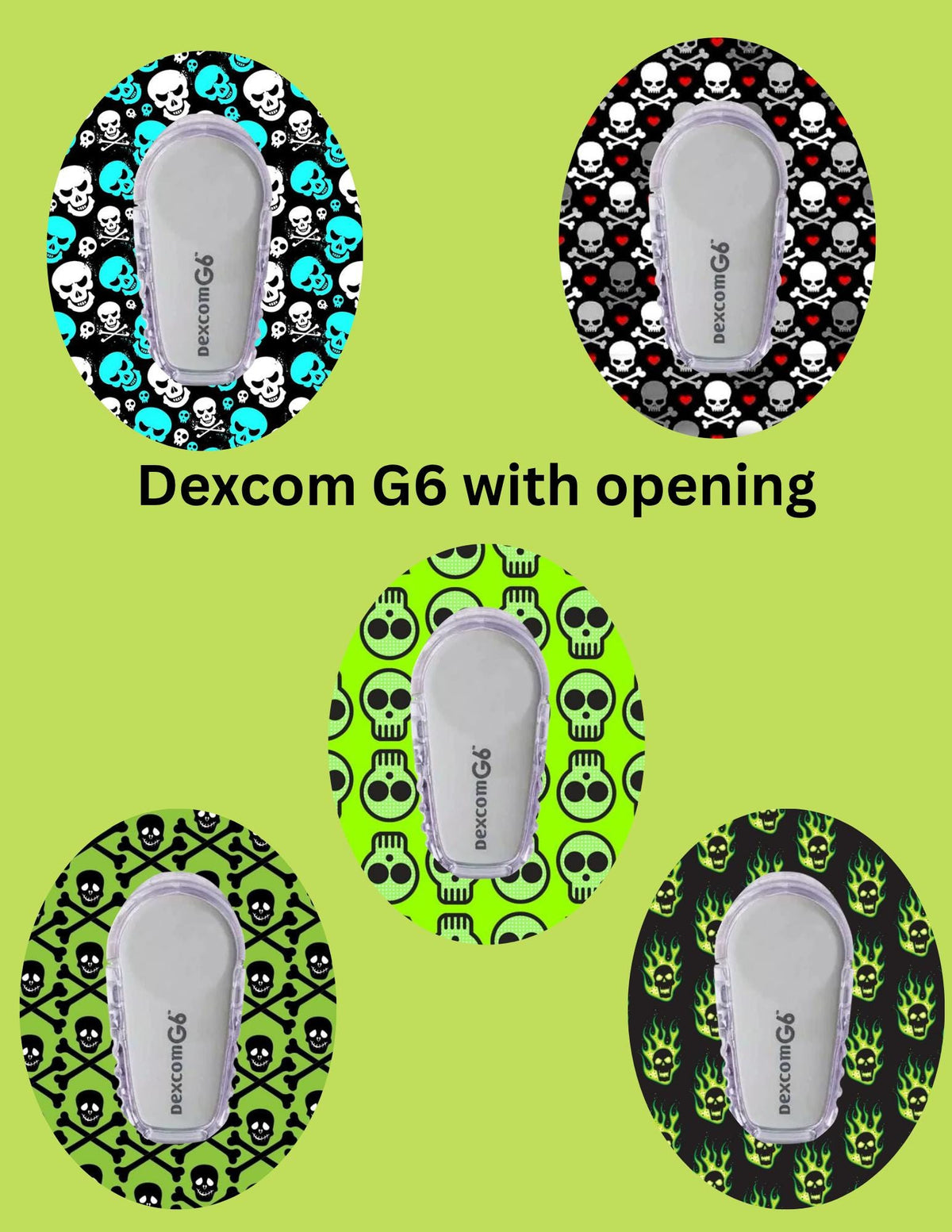 Dexcom G7 Libre CGM Covers Skull Shaped or Round for Dexcom G7 Libre 2 Libre 3 Dexcom G6 Style Pack of 5