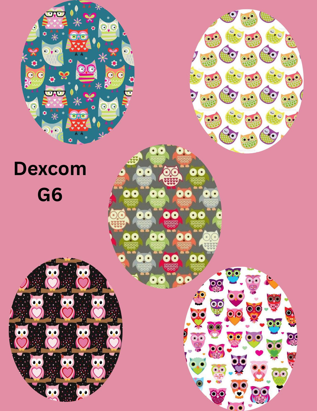 Owl Dexcom G7/Libre CGM Cover Patches, Style Pack of 5