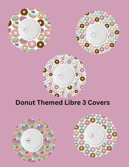 Donut CGM Sensor Cover Stickers: Dexcom G6, G7, Libre 2, 3 (Set of 5)