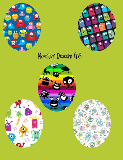 Dexcom G7 Dexcom G6 Libre 3, Libre 2 CGM Cover Patches Cute Monster Theme Style Pack of 5 with or without opening