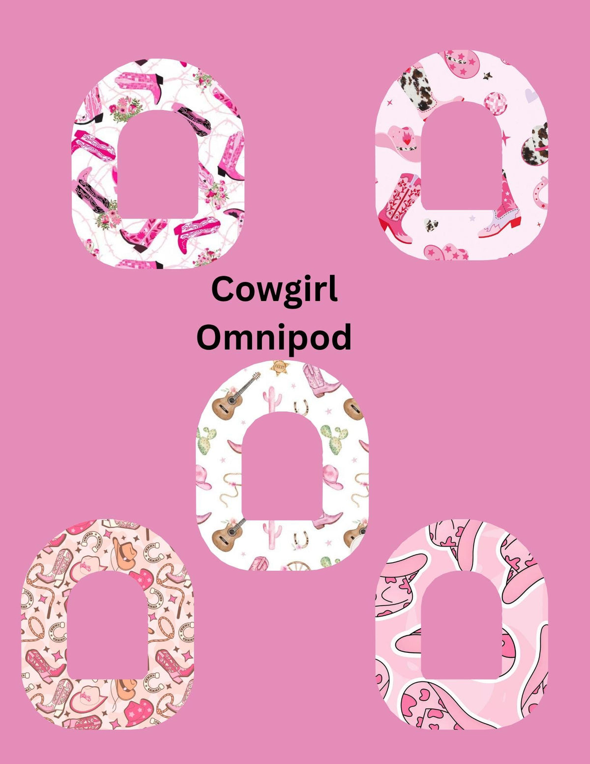 Cowgirl Themed Omnipod Covers Set of 5