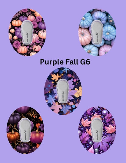 Purple Fall CGM Stickers, Dexcom G7 G6 Libre 3 2, 5-Pack