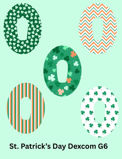 St. Patrick's Day CGM Stickers, Dexcom G7, Libre 3, SuperSkin Patches, 5-Pack
