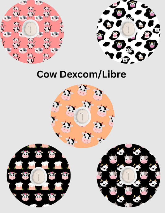 Cow Dexcom/Libre Sensor Covers, CGM Adhesive Patches, Set of 5