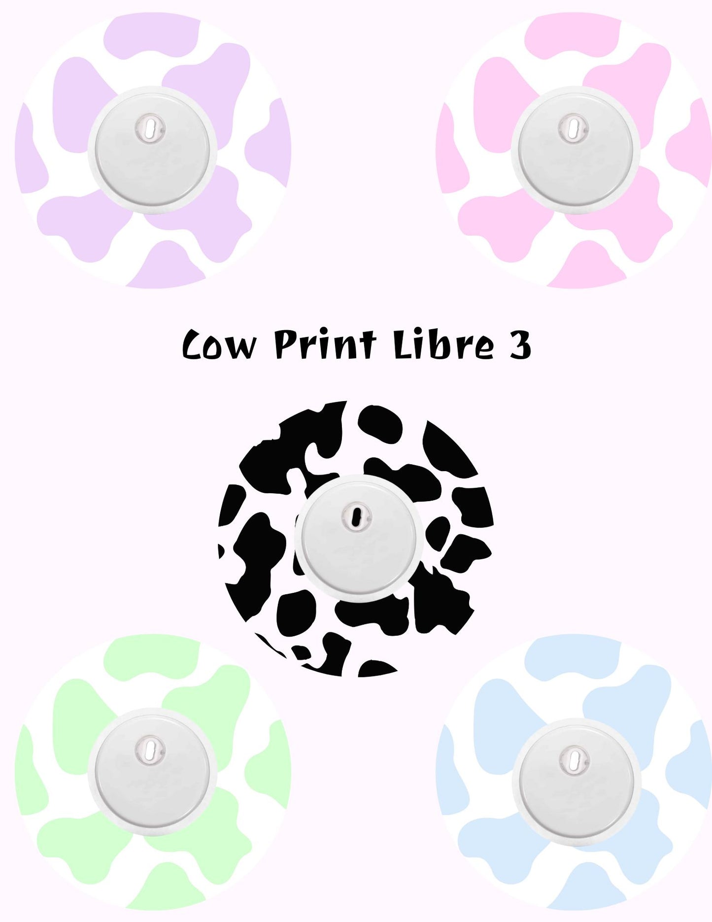 Cow Print CGM Adhesive Patches, Dexcom G7/G6/Libre, Style Pack