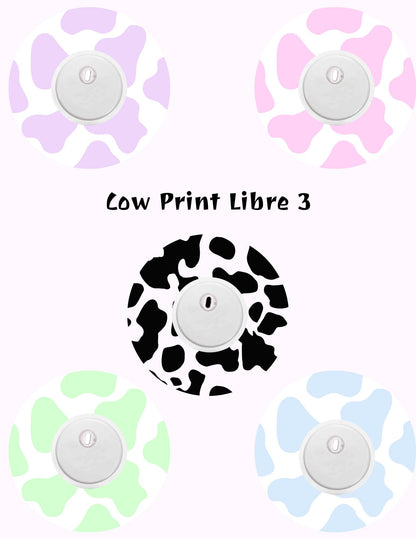 Cow Print CGM Adhesive Patches, Dexcom G7/G6/Libre, Style Pack