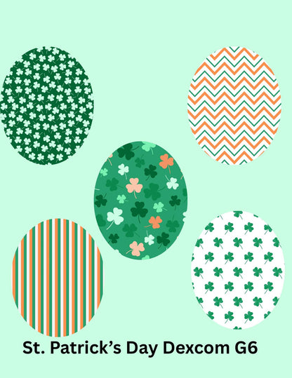 St. Patrick's Day CGM Stickers, Dexcom G7, Libre 3, SuperSkin Patches, 5-Pack