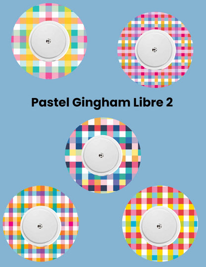 Pastel Gingham Dexcom G7/Libre CGM Cover Patches, Style Pack of 5