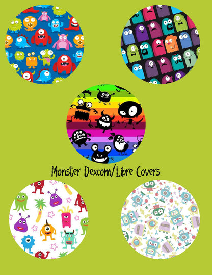 Dexcom G7 Dexcom G6 Libre 3, Libre 2 CGM Cover Patches Cute Monster Theme Style Pack of 5 with or without opening