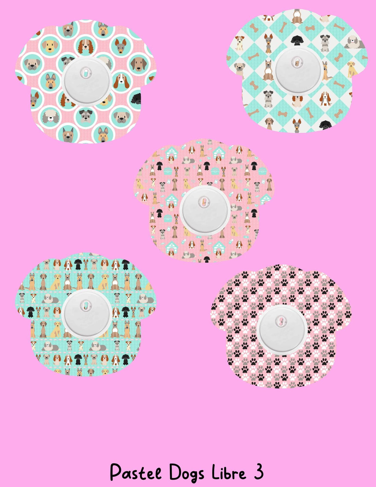 Dog Print CGM Stickers, Dexcom G7 G6, Libre 3 2, Pastel Puppy