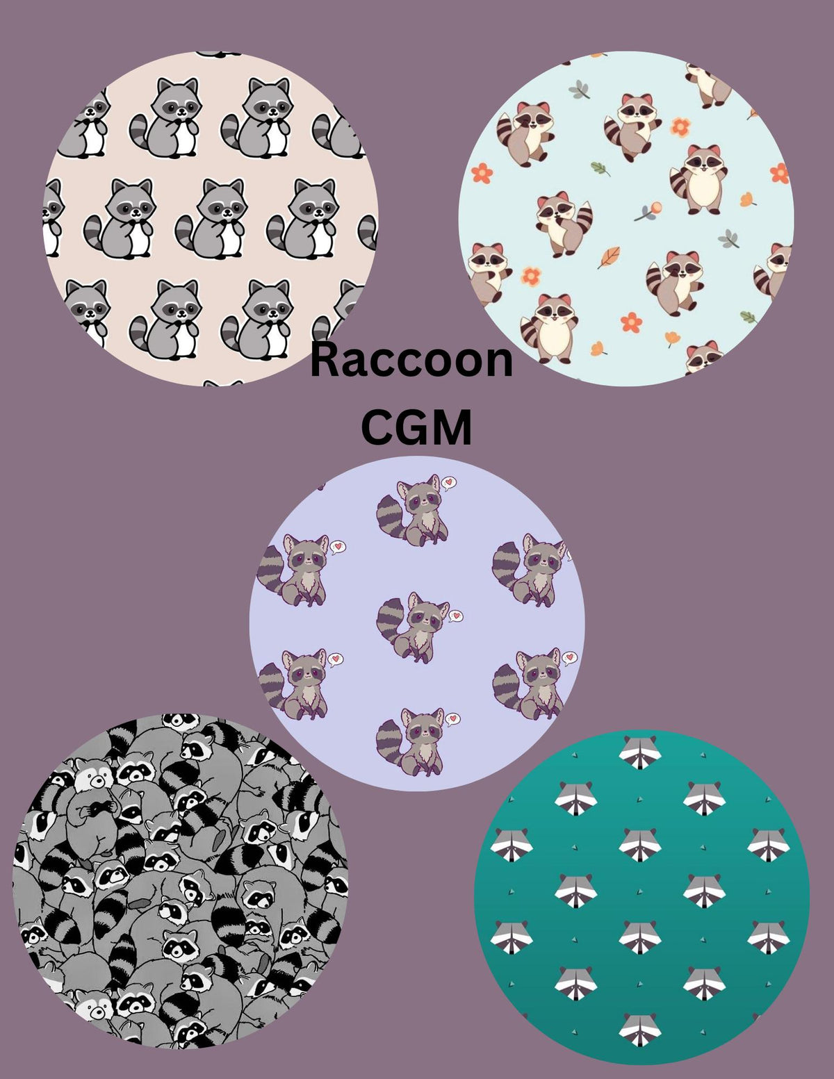 Raccoon Dexcom CGM Covers: G7, G6, Libre, Omnipod - 5 Pack
