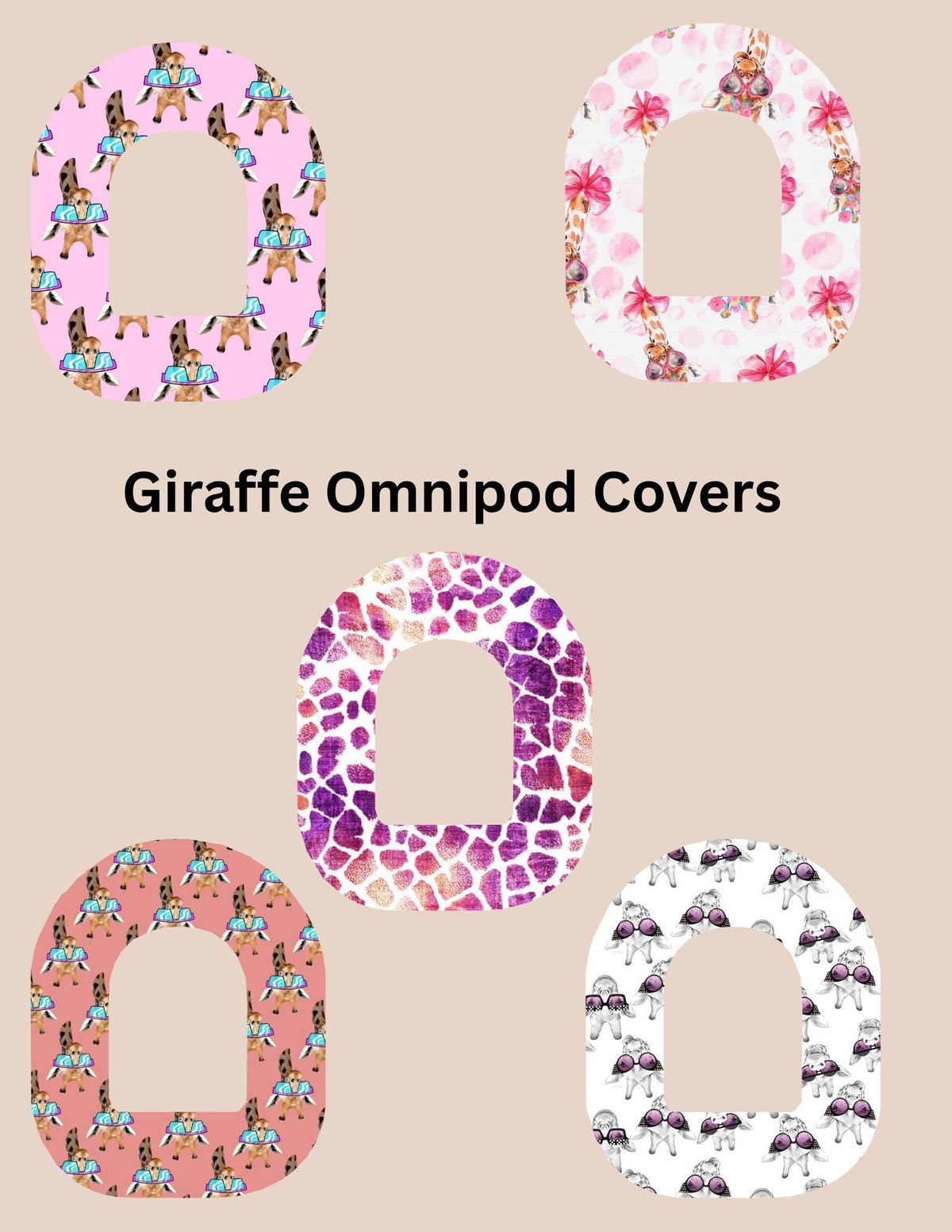 Omnipod Cover Giraffe Theme Style Pack of 5