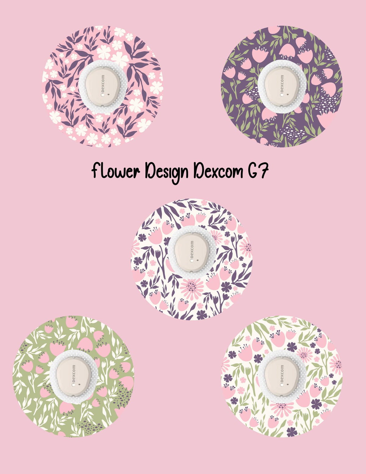 Floral Dexcom CGM Cover Patches, Flower Shape, Style Pack