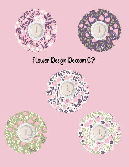 Floral Dexcom CGM Cover Patches, Flower Shape, Style Pack
