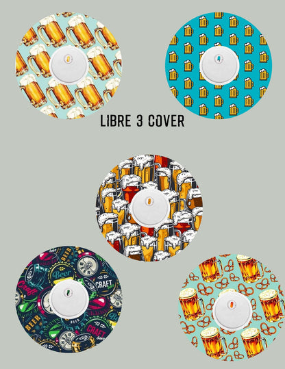 Beer Style CGM Sensor Cover Patch, Dexcom G7 G6 Libre, 5-Pack