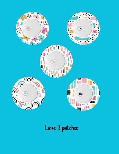 Doodle Dexcom CGM Cover Patches: Multi-Color Style, SuperSkin Tape, 5-Pack