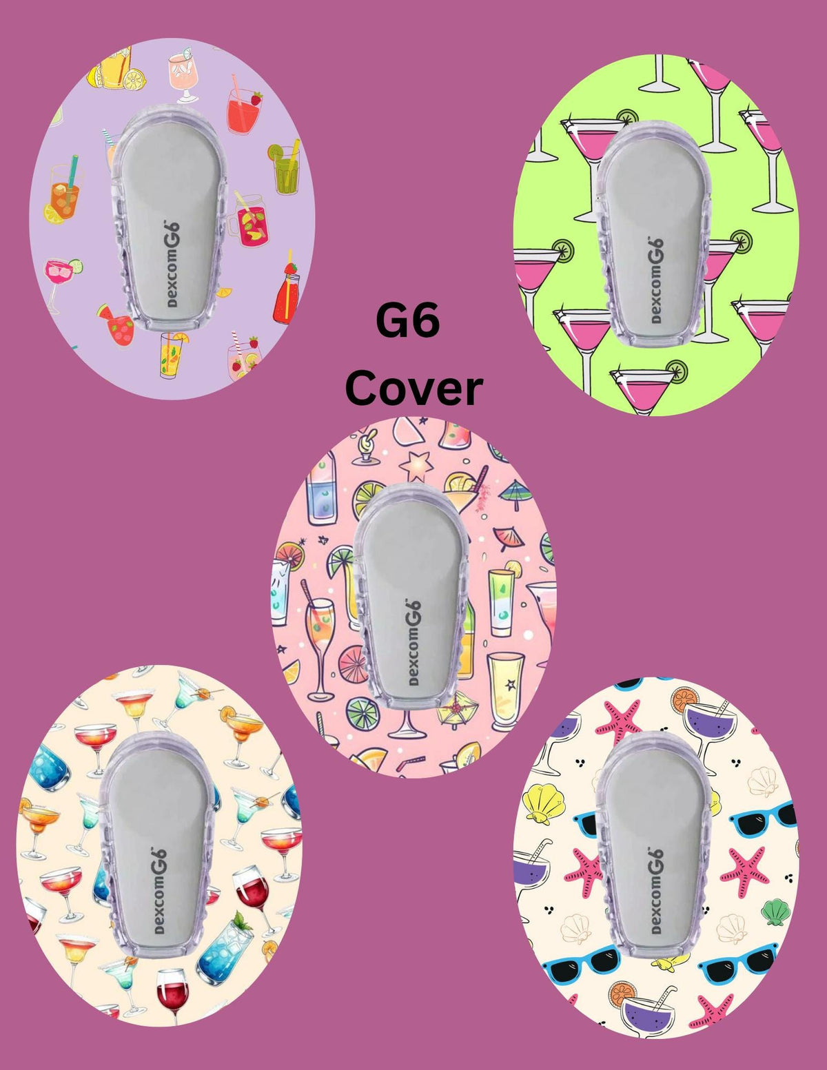 Summer Cocktails CGM Stickers, Dexcom G7, Libre 2/3, Style Pack