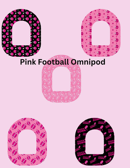 Pink Football CGM Covers, Dexcom G7, G6, Libre 2, 3, Omnipod, 5 Pack