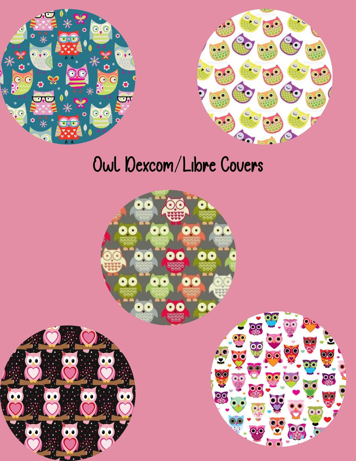 Owl Dexcom G7/Libre CGM Cover Patches, Style Pack of 5