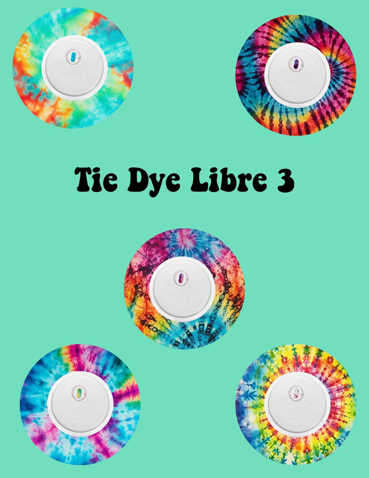 Tie Dye CGM Cover Patches for Dexcom G7/Libre - 5 Pack