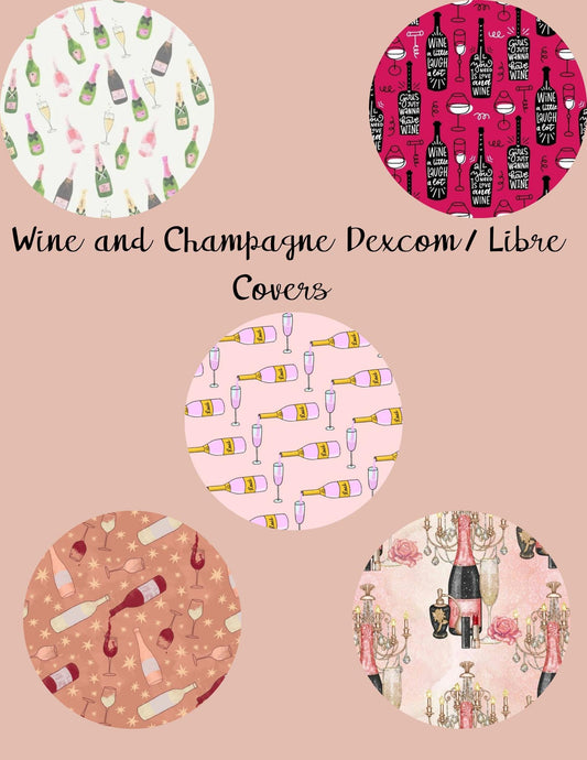 Wine & Champagne Dexcom/Libre Sensor Covers, CGM Adhesive Patches (Set of 5)