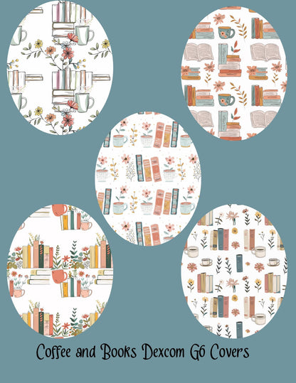 Coffee & Books CGM Stickers | Dexcom G7/G6, Libre 2/3 (5-Pack)