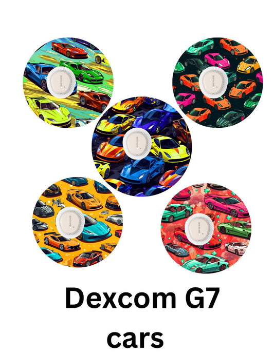 Cars Dexcom G7, G6, Libre CGM Covers, SuperSkin Patches, Pack of 5