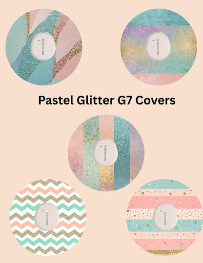 Pastel Glitter CGM Patches, Dexcom G7, Libre 3, Omnipod Cover, Pack of 5