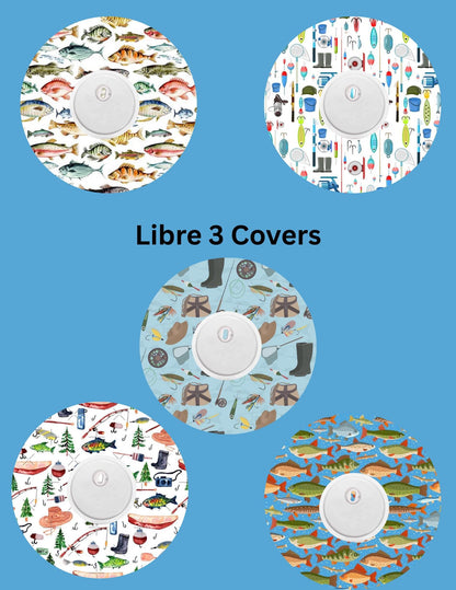 Fishing Theme CGM Stickers | Dexcom G7, Libre 2/3, G6 Cover Patches (5-Pack)