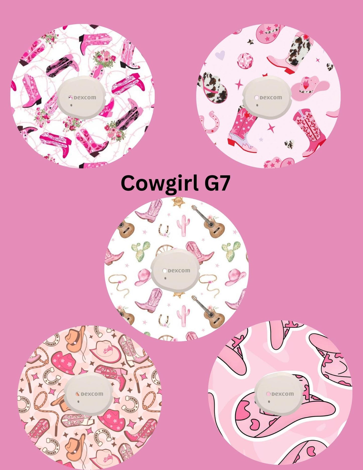 Cowgirl Dexcom G7 CGM Cover Patches, 5-Pack
