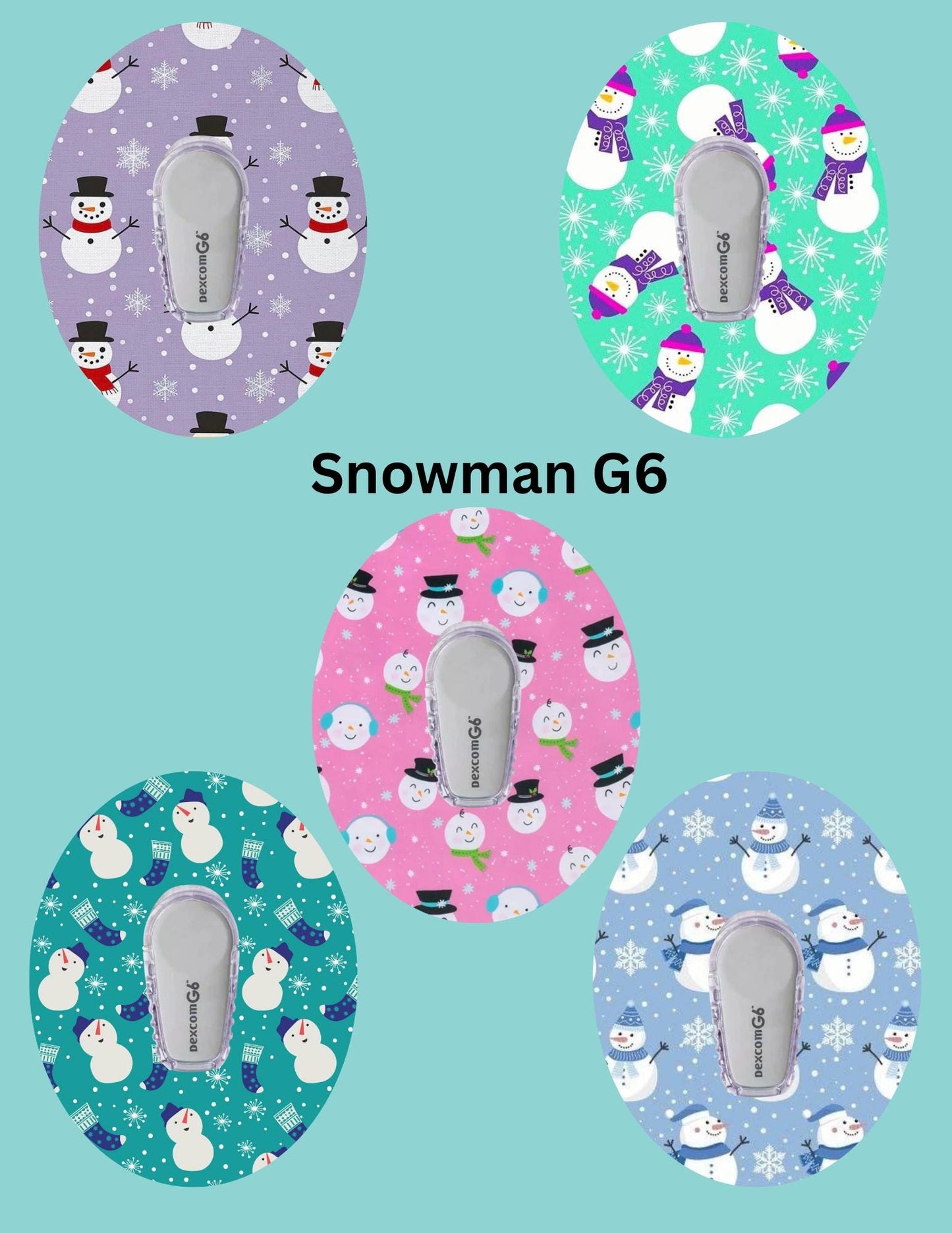 Snowman Dexcom G7 CGM Cover Patches, Themed Pack of 5
