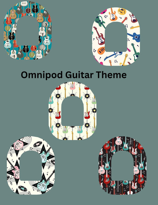 Omnipod Cover Guitar Theme Style Pack of 5