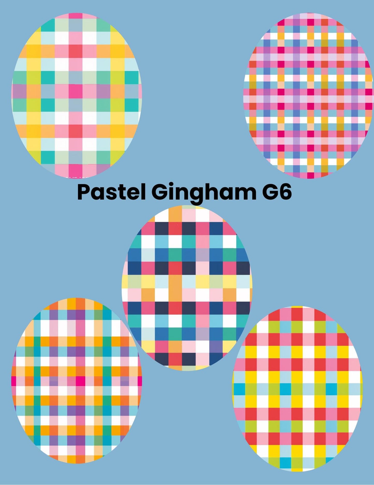 Pastel Gingham Dexcom G7/Libre CGM Cover Patches, Style Pack of 5