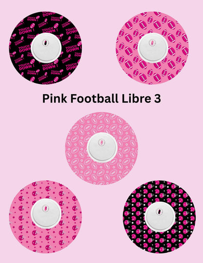 Pink Football CGM Covers, Dexcom G7, G6, Libre 2, 3, Omnipod, 5 Pack