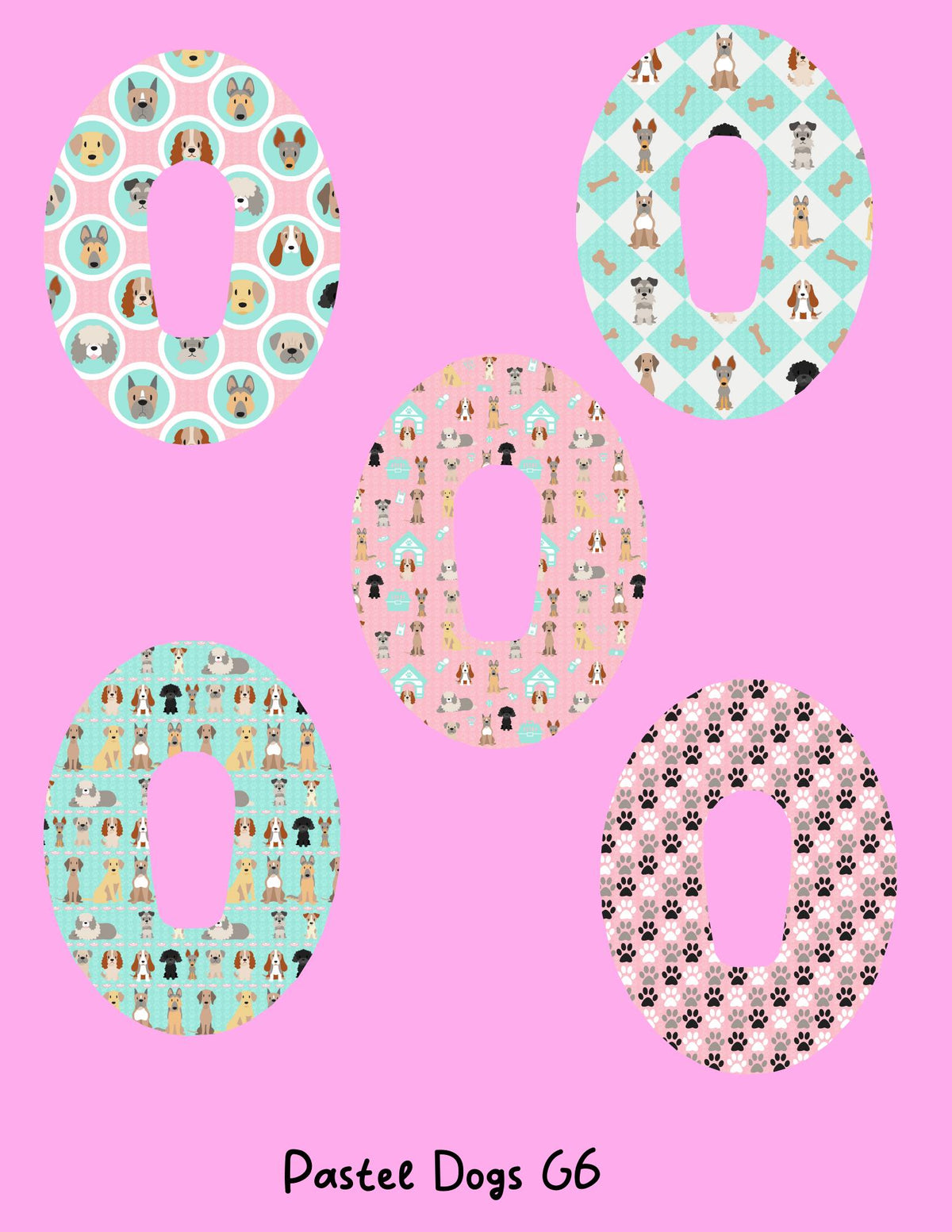 Dog Print CGM Stickers, Dexcom G7 G6, Libre 3 2, Pastel Puppy