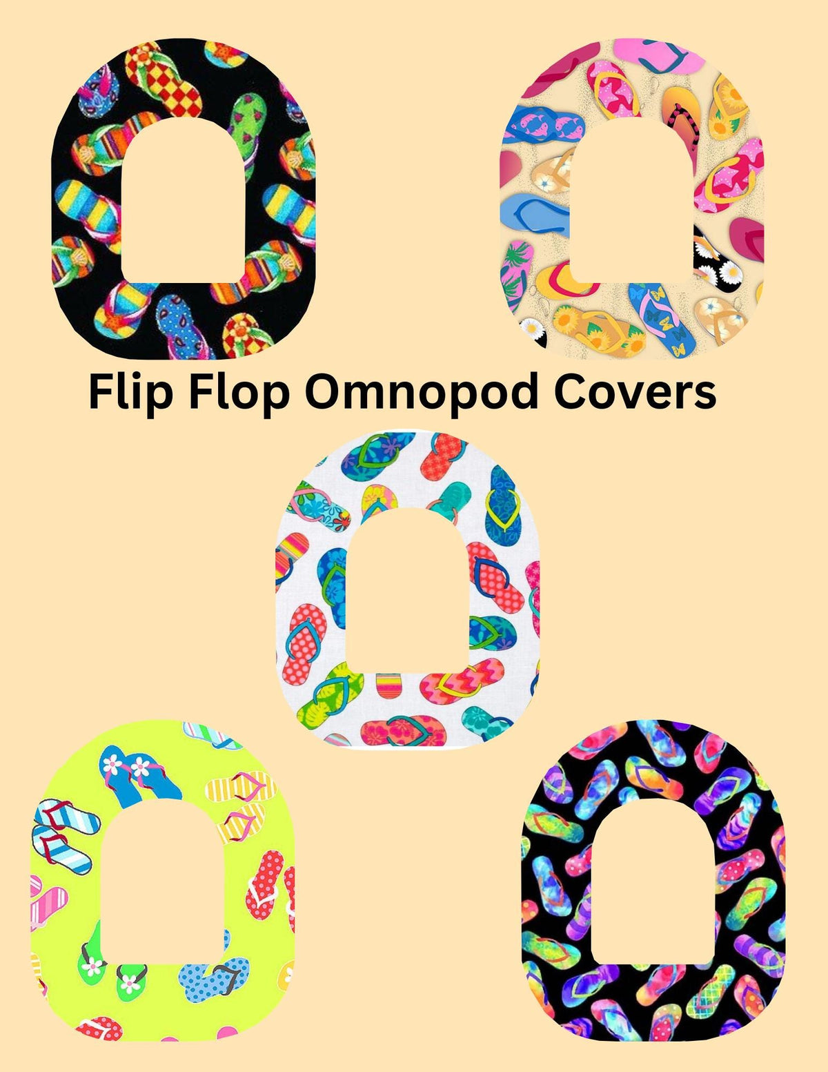 Omnipod Cover Flip Flop Theme Style Pack of 5