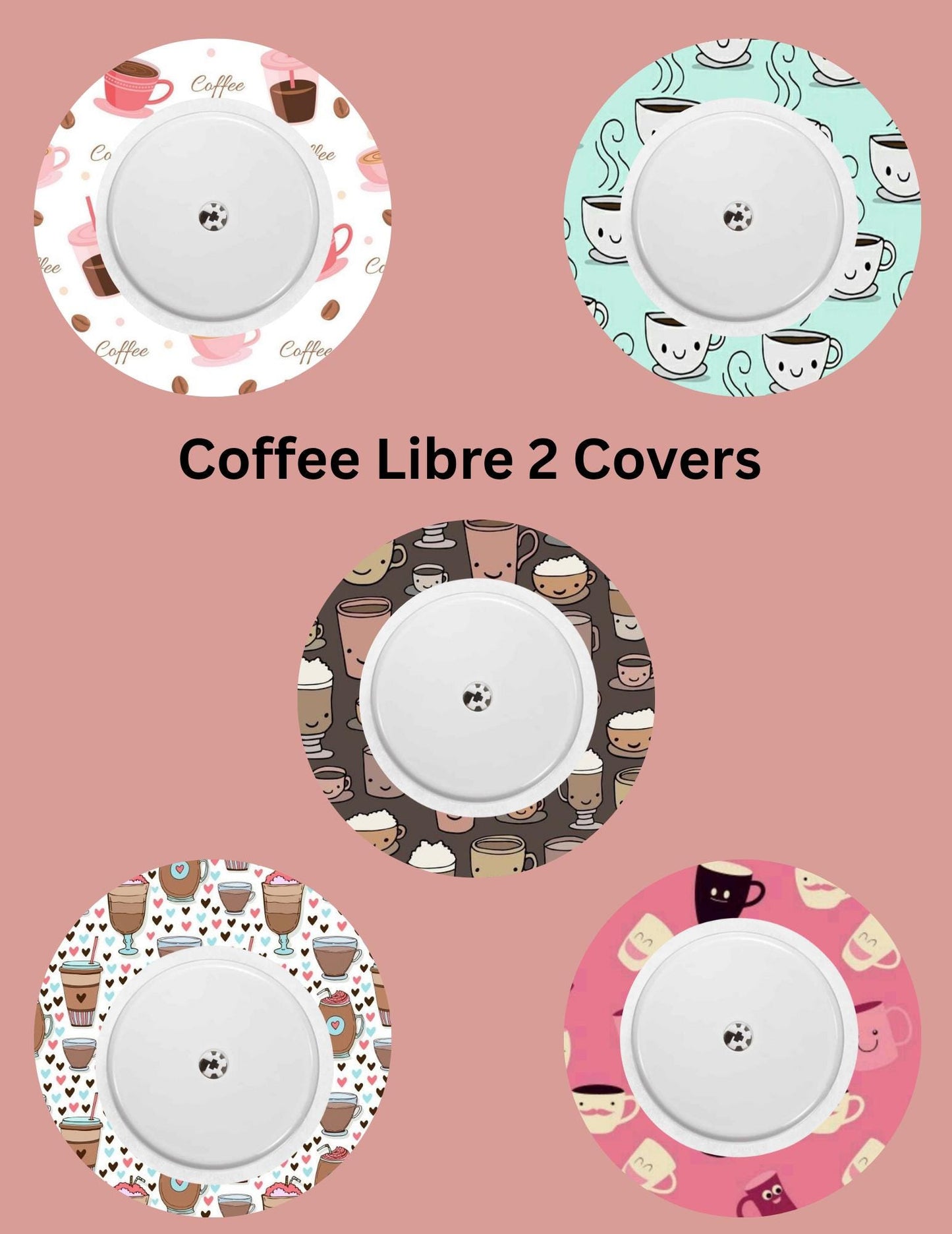 Coffee Themed CGM Adhesive Patches, Dexcom G7 G6 Libre, Pack of 5