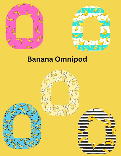 Banana CGM Cover Patches, Dexcom G7/Libre/G6, Omnipod, Pack of 5