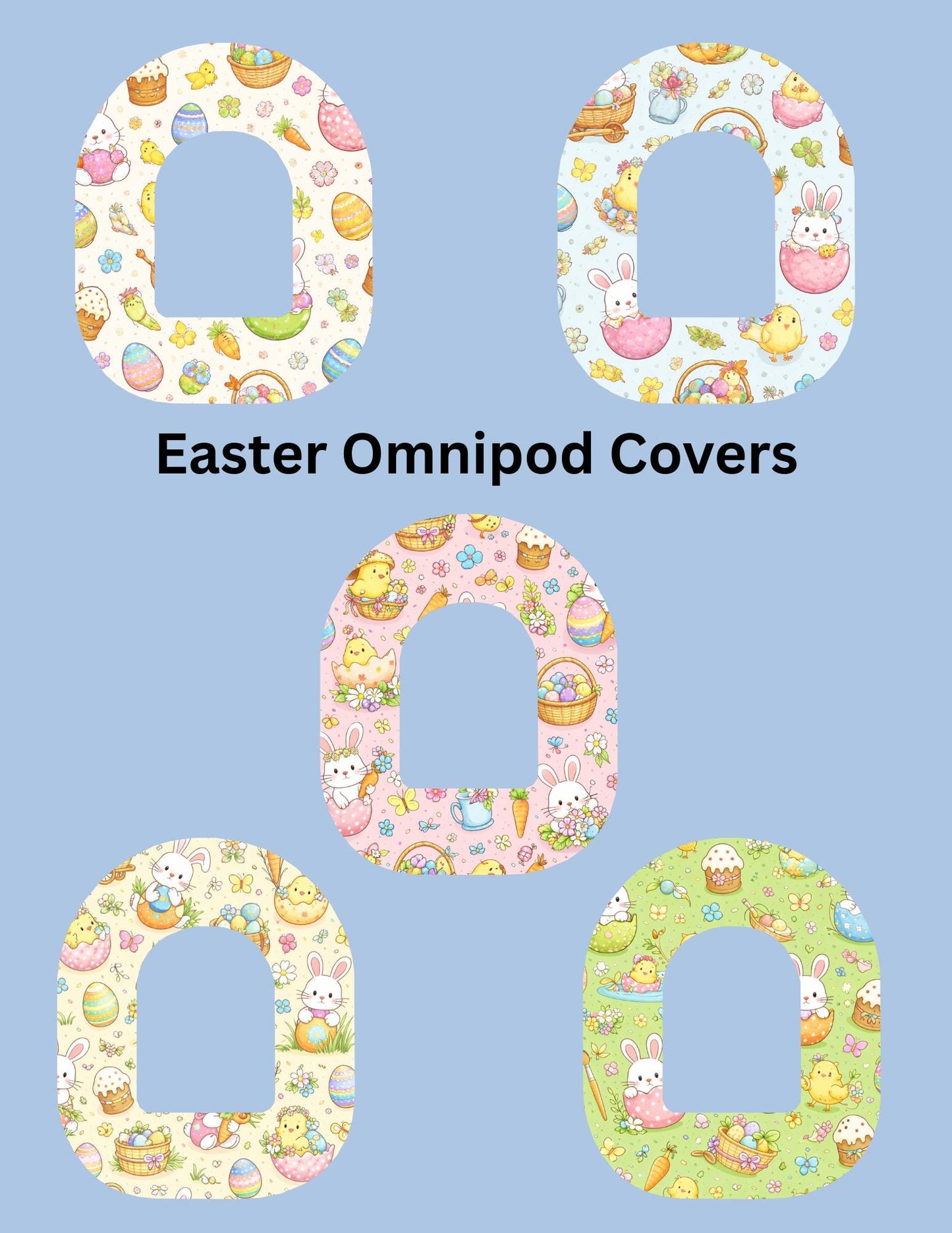 Easter Bunny Chicks CGM Patches, Dexcom G7, Libre 3, Omnipod, Pack of 5