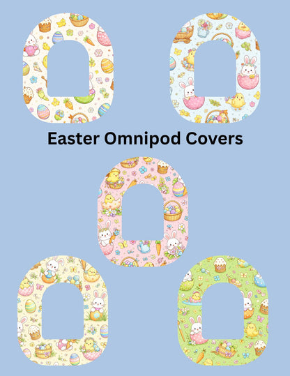 Easter Bunny Chicks CGM Patches, Dexcom G7, Libre 3, Omnipod, Pack of 5