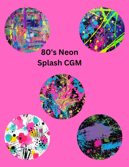 80's Neon Splash CGM Patches, Dexcom G7, Libre 3, Omnipod Cover, Pack of 5